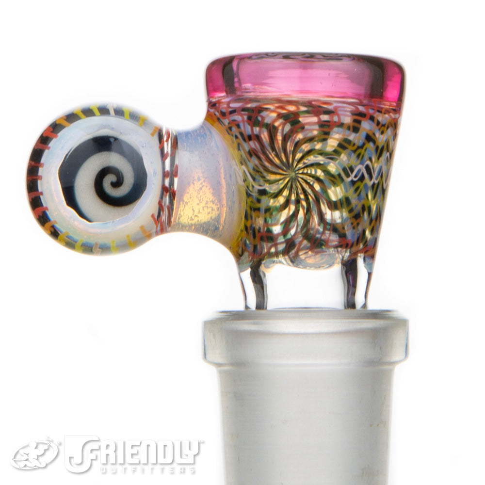 Jareds Glass 14mm 3 Hole Yellow and Red Hypnotech Slide #19