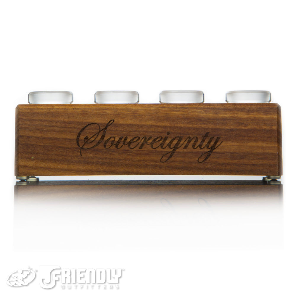 Sovereignty Glass x Dank Woodworks 4 Hole Afrormosia Wood Slide Stand