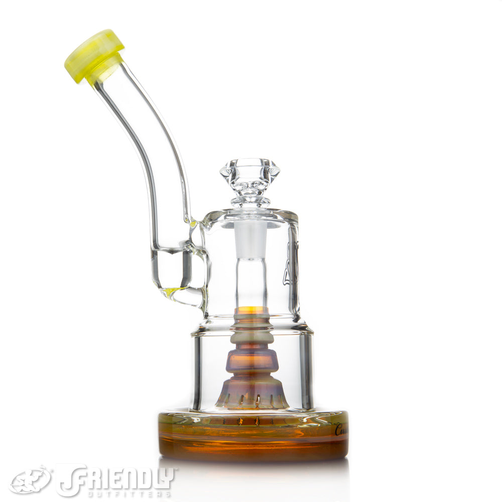 C2 Custom Creations 50/80mm Cake Bubbler w/Sprocket Perc and Yellow Accents
