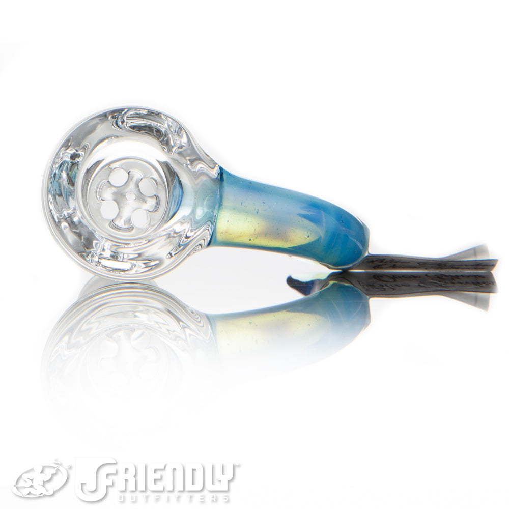 Sovereignty Glass 18mm 4 Hole Blue Stardust/Ghost Horned Slide