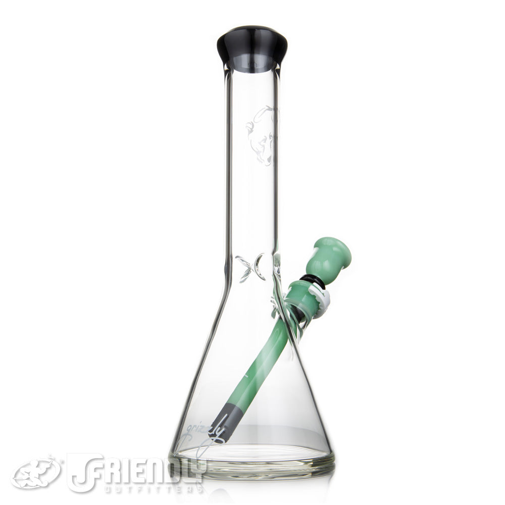 Grizzly Glass Co 5mm Mini Beaker w/Mint and Black Accents