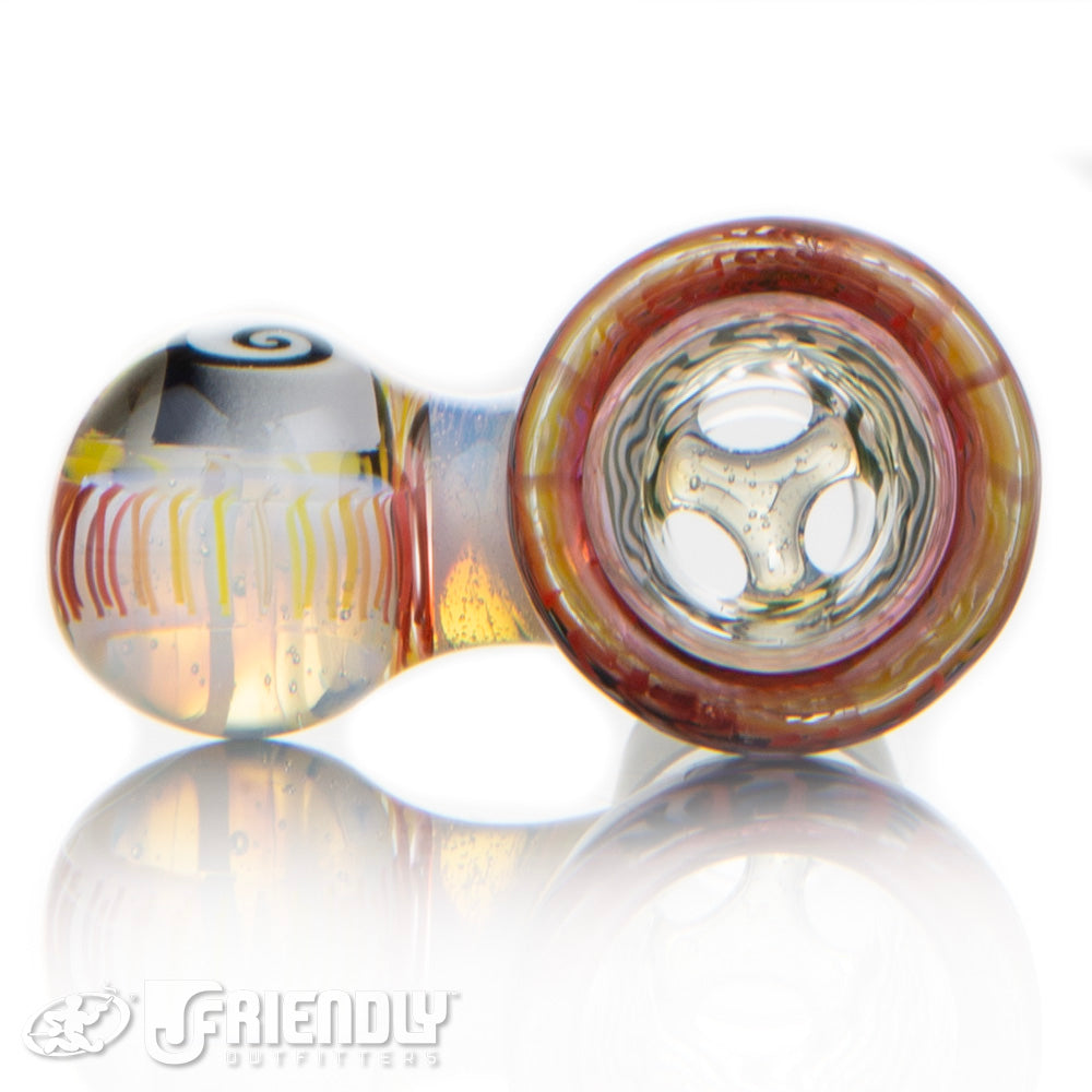 Jareds Glass 14mm 3 Hole Yellow and Red Hypnotech Slide #19