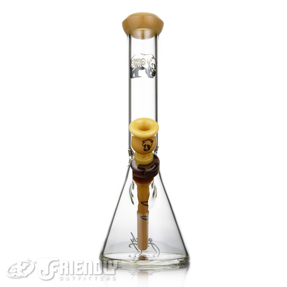 Grizzly Glass Co 5mm Mini Beaker w/Tan and Red  Accents