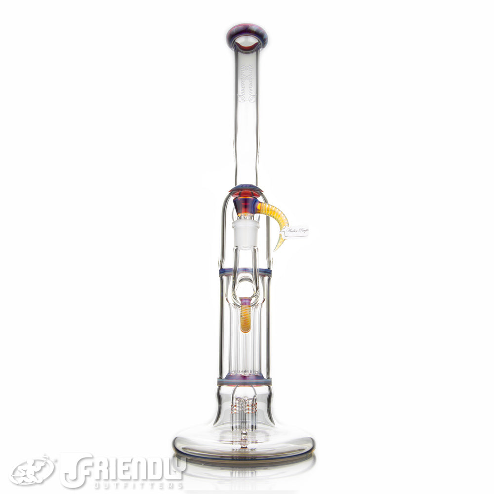 Sovereignty Glass Natty Neck Full Size Fixed 4 Arm Pillar w/Full Amber Purple Accents
