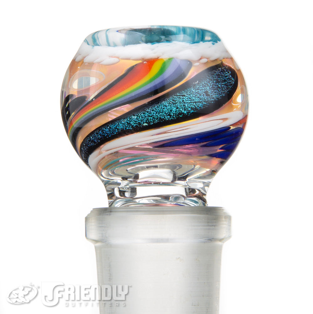 Oregon J Glass 18mm Three Hole Dichro Striped Rainbow Slide #30