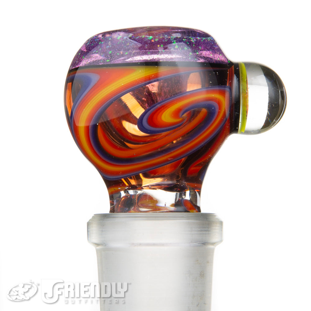 Oregon J Glass 18mm Three Hole Orange Wig Wag Purple Bowl Slide #31