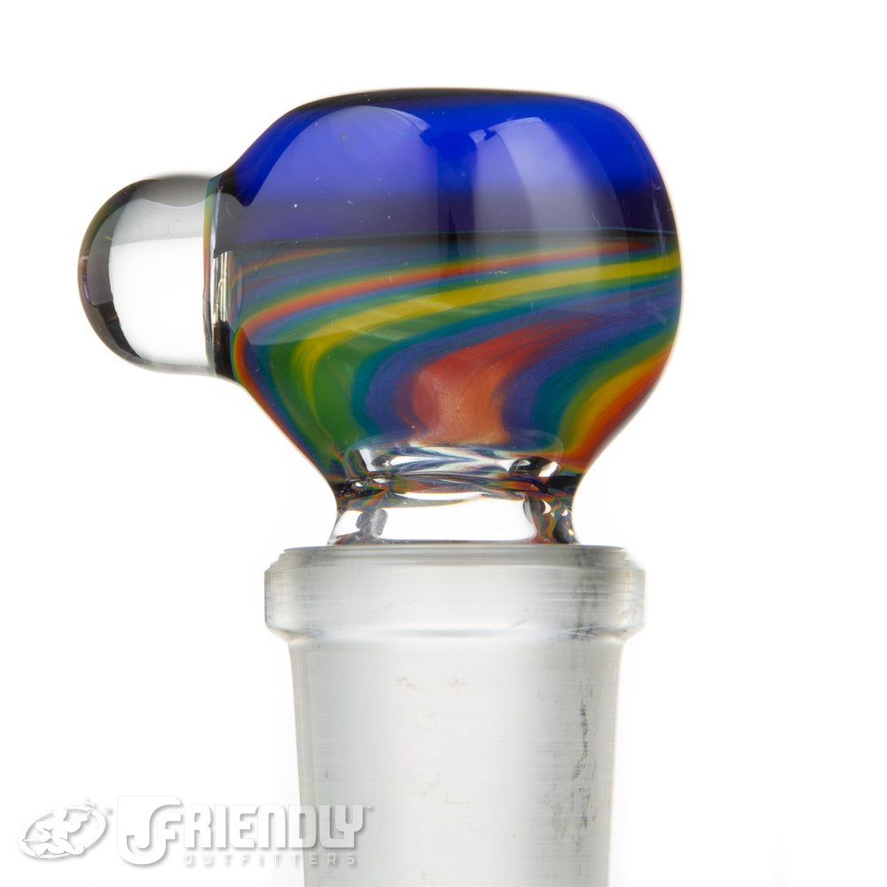 Oregon J Glass 18mm Three Hole Blue Rainbow Slide #32