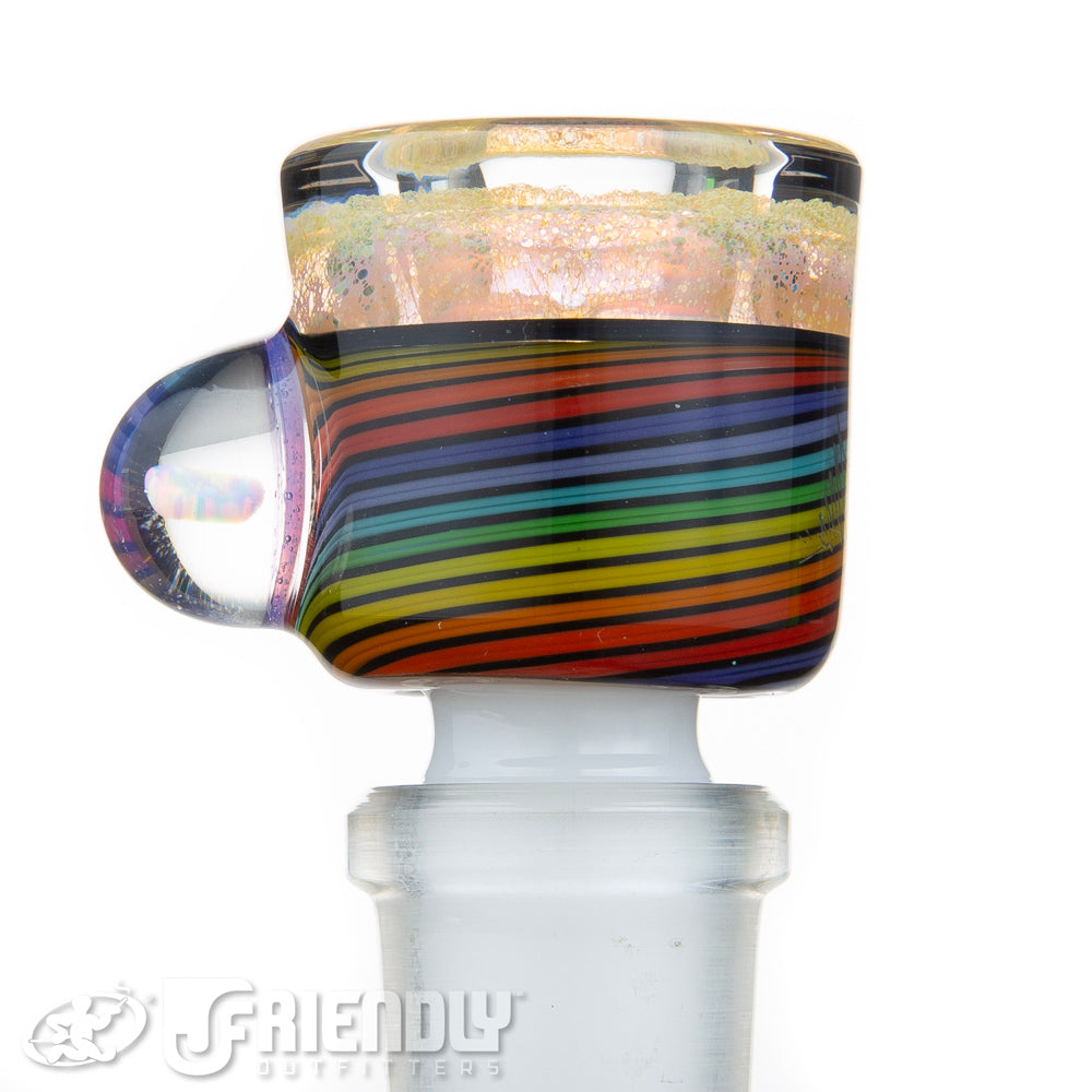 Amar Glas 18mm Rainbow Spiral Fritt Multi Hole Bowl Slide #63