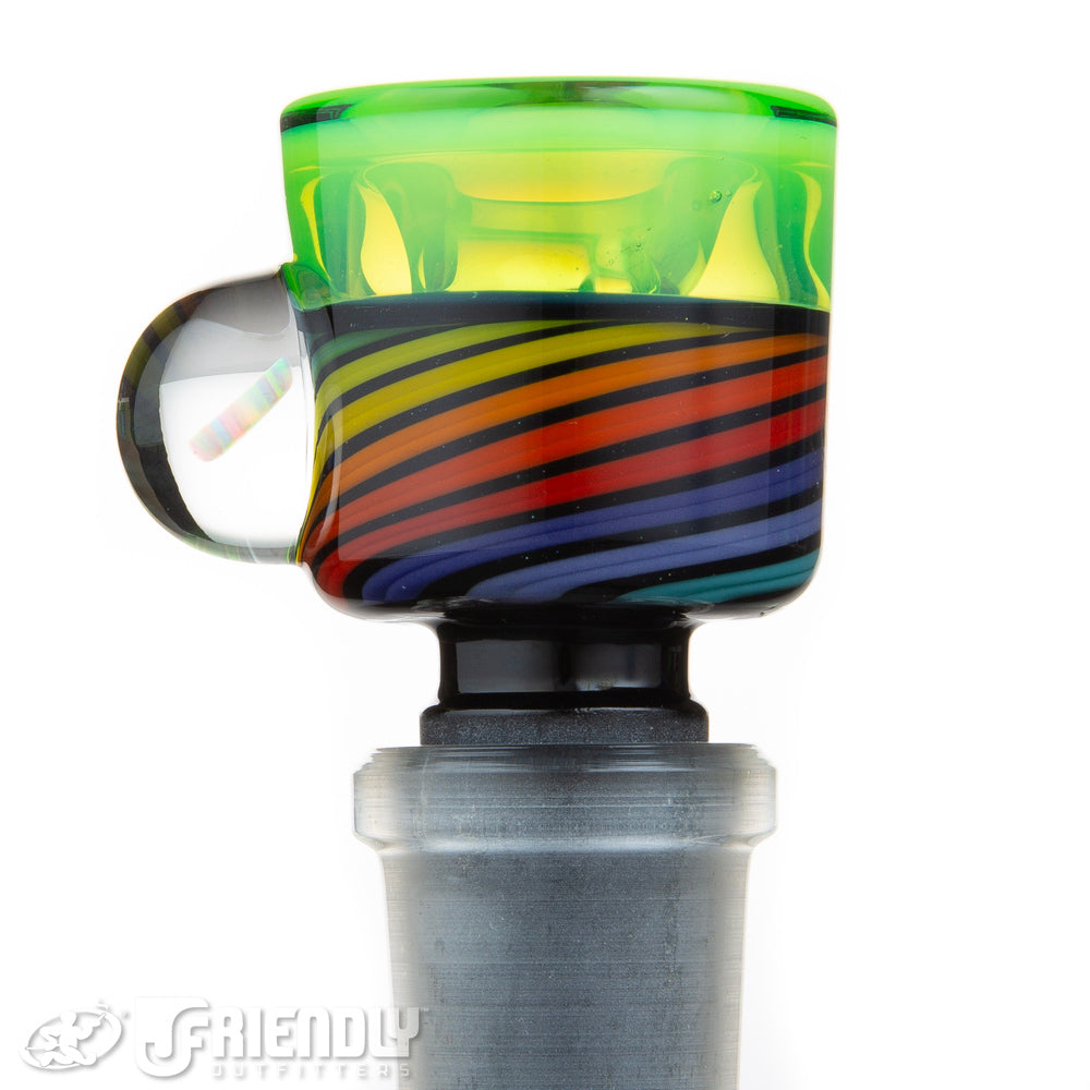 Amar Glass Rainbow Green Spiral multi Hole Slide #61