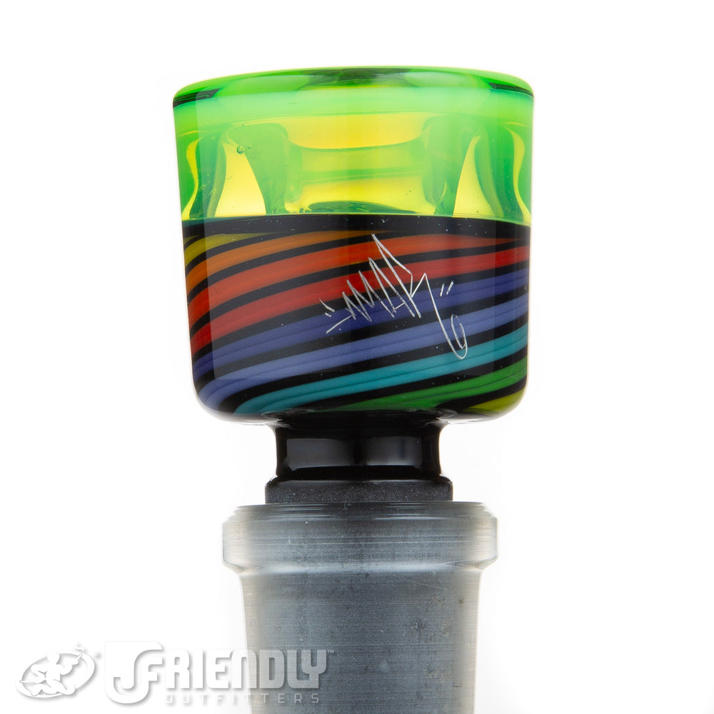 Amar Glass Rainbow Green Spiral multi Hole Slide #61