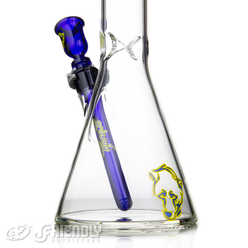 Grizzly Glass Co 5mm Beaker w/Blue and Yellow Accents
