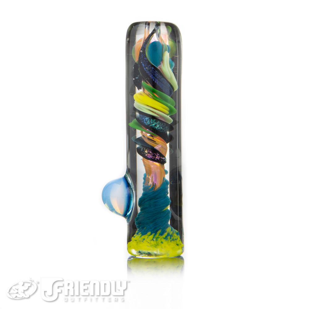 Oregon J Glass Thick Yellow and Aqua Chillum #13