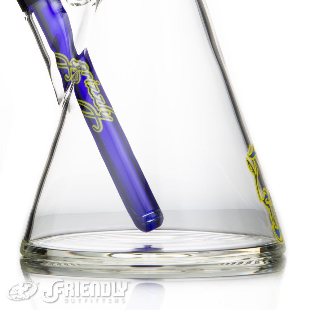 Grizzly Glass Co 5mm Beaker w/Blue and Yellow Accents
