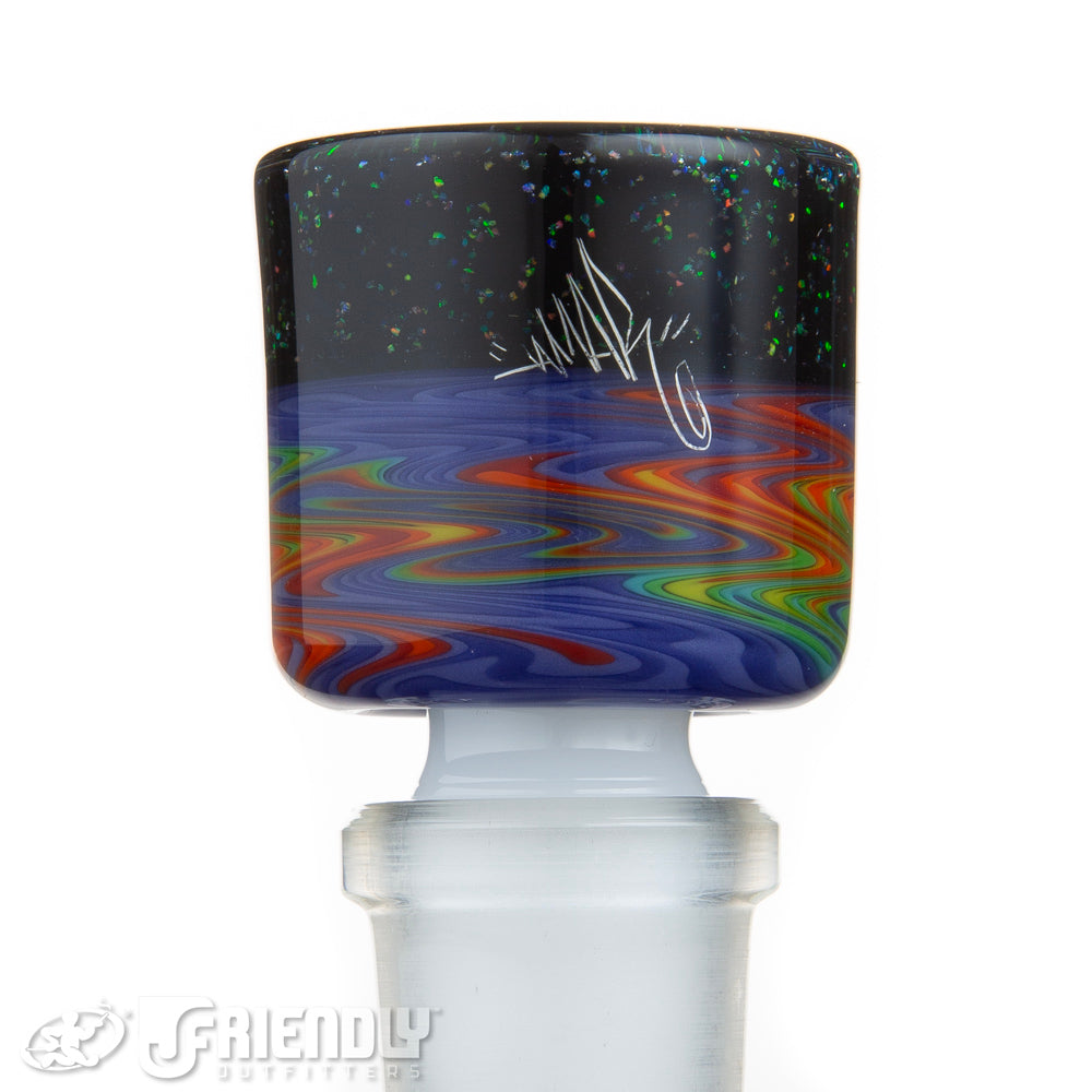 Amar Glass Rainbow Wig Wag Crushed Opal Multi Hols Slide #56