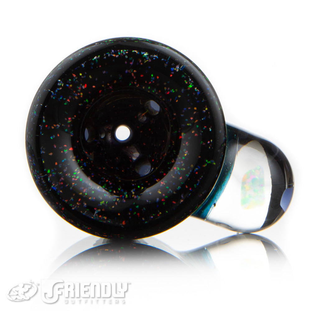Amar Glass 14mm Rainbow Spiral Mutli Hole Crushed Opal Slide #33