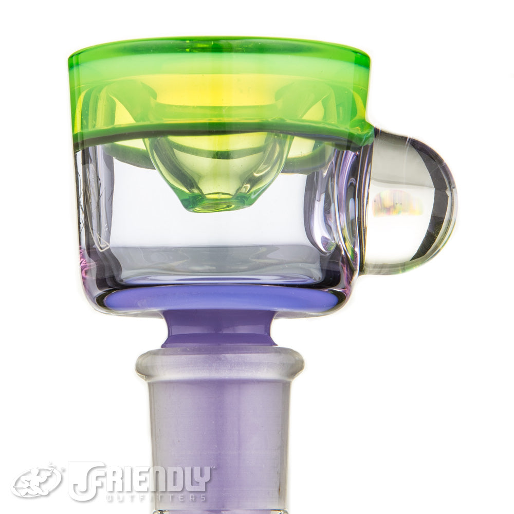 AMAR Glass 14mm Single Hole Green and Purple Slide #30