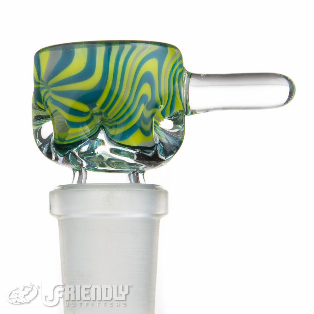 Liberty Glass 14mm Green and Blue Multi Pinch Slide #62