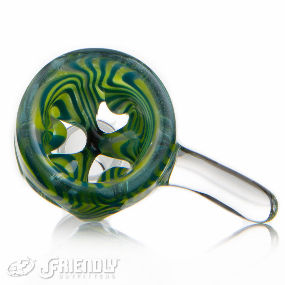 Liberty Glass 14mm Green and Blue Multi Pinch Slide #62
