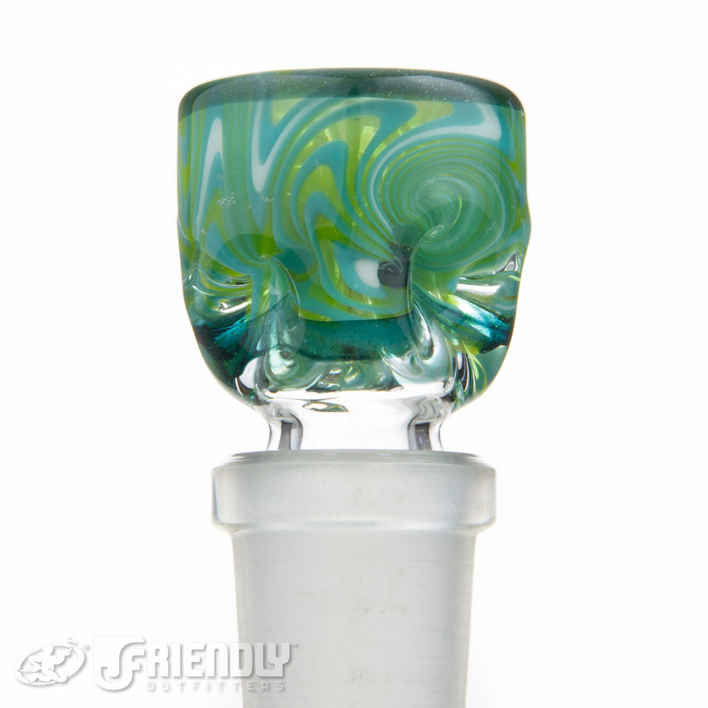 Liberty Glass 14mm Green and Blue Mutli Pinch Slide #55