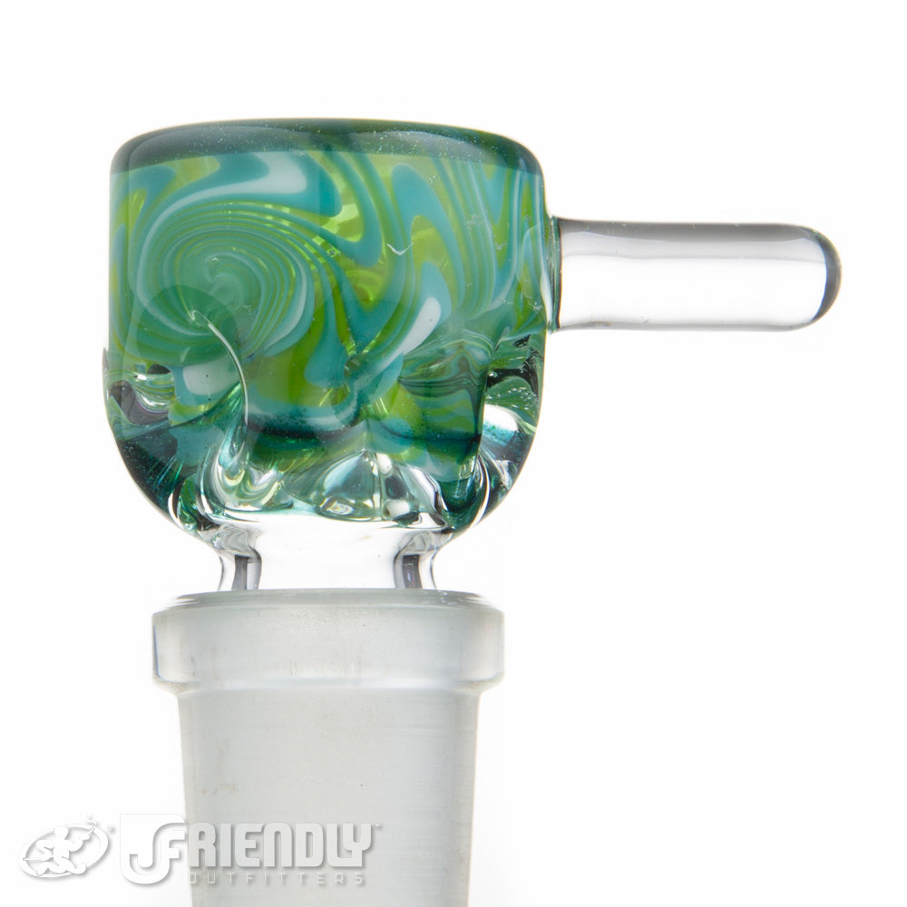 Liberty Glass 14mm Green and Blue Mutli Pinch Slide #55