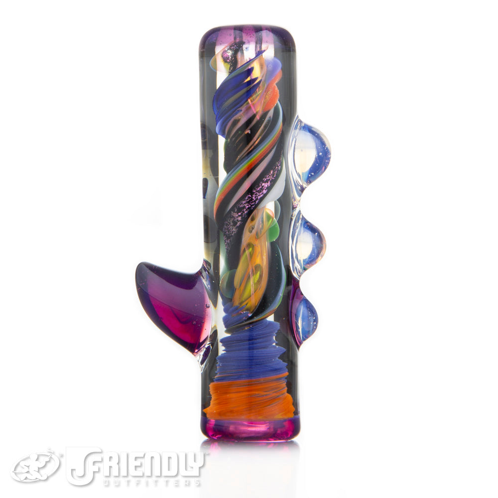 Oregon J Glass Thick Purple Horned Chillum w/Dichro