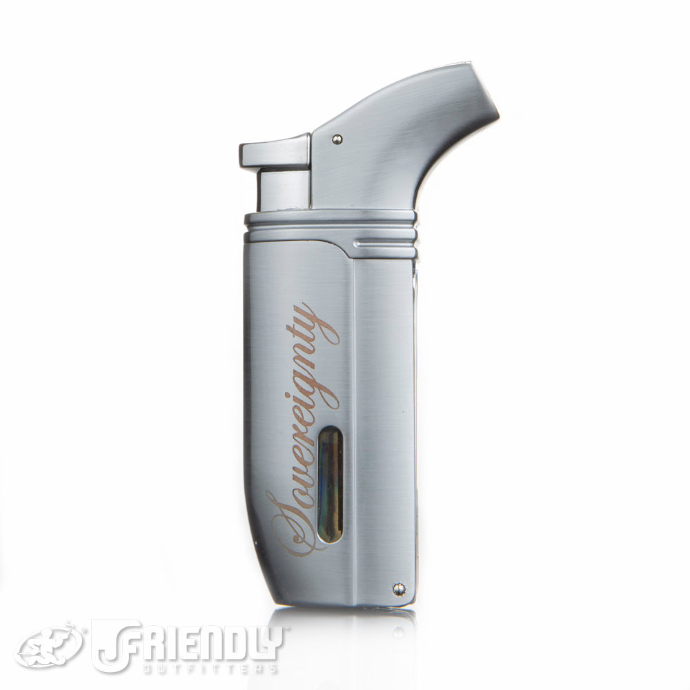 Sovereignty Glass/Vector Arsenal Silver Satin Torch Lighter
