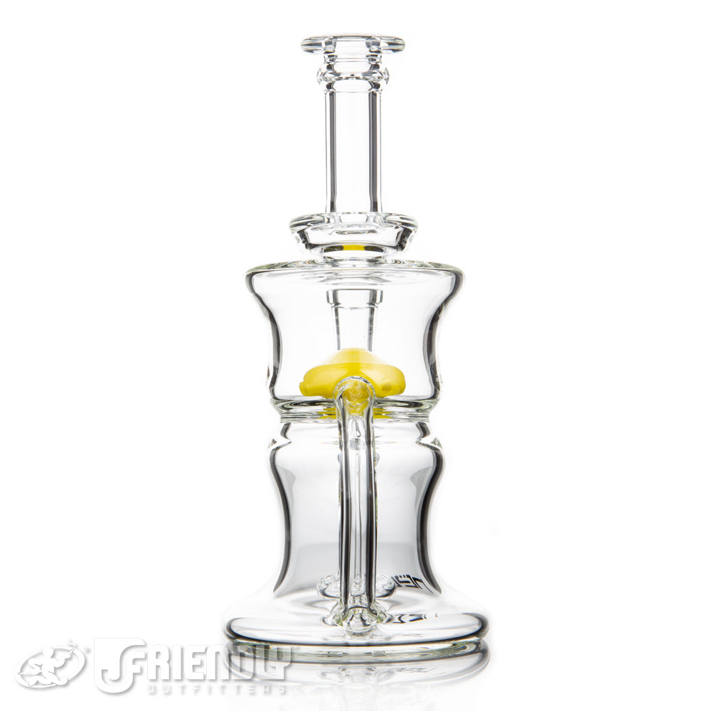 Nev Glass 14mm Full Can Recycler with Yellow Perc
