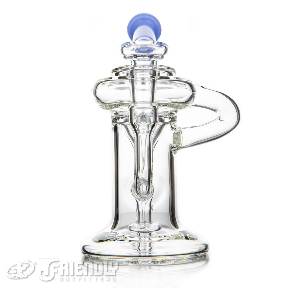 Nev Glass 14mm Full Can Recycler w/Extended Mouth Piece and Blue Lip