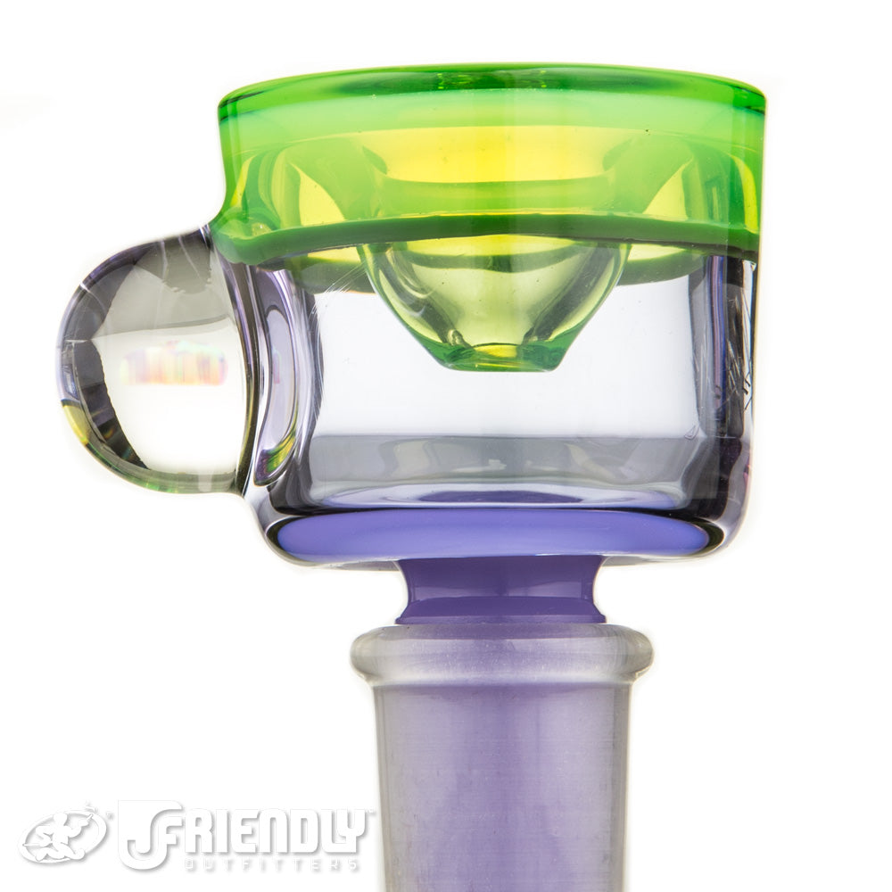 AMAR Glass 14mm Single Hole Green and Purple Slide #30
