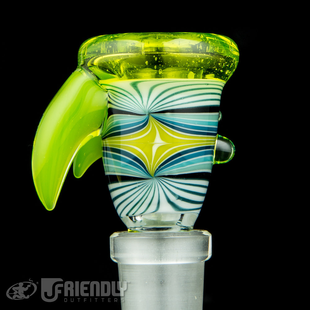Crux Glass 14mm Lime and White Slide w/Horns