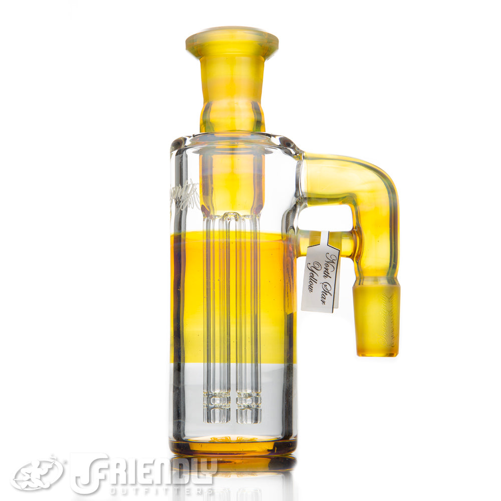 Sovererignty Glass Four Arm Ash Catcher w/NS Yellow Accented Joint, Intakes and Color Band