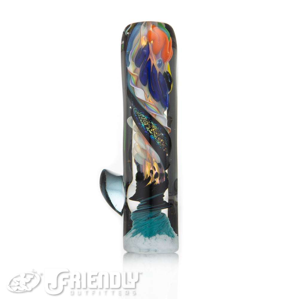 Oregon J Glass Thick Fumed Dichro Lime and Orange Chillum #29