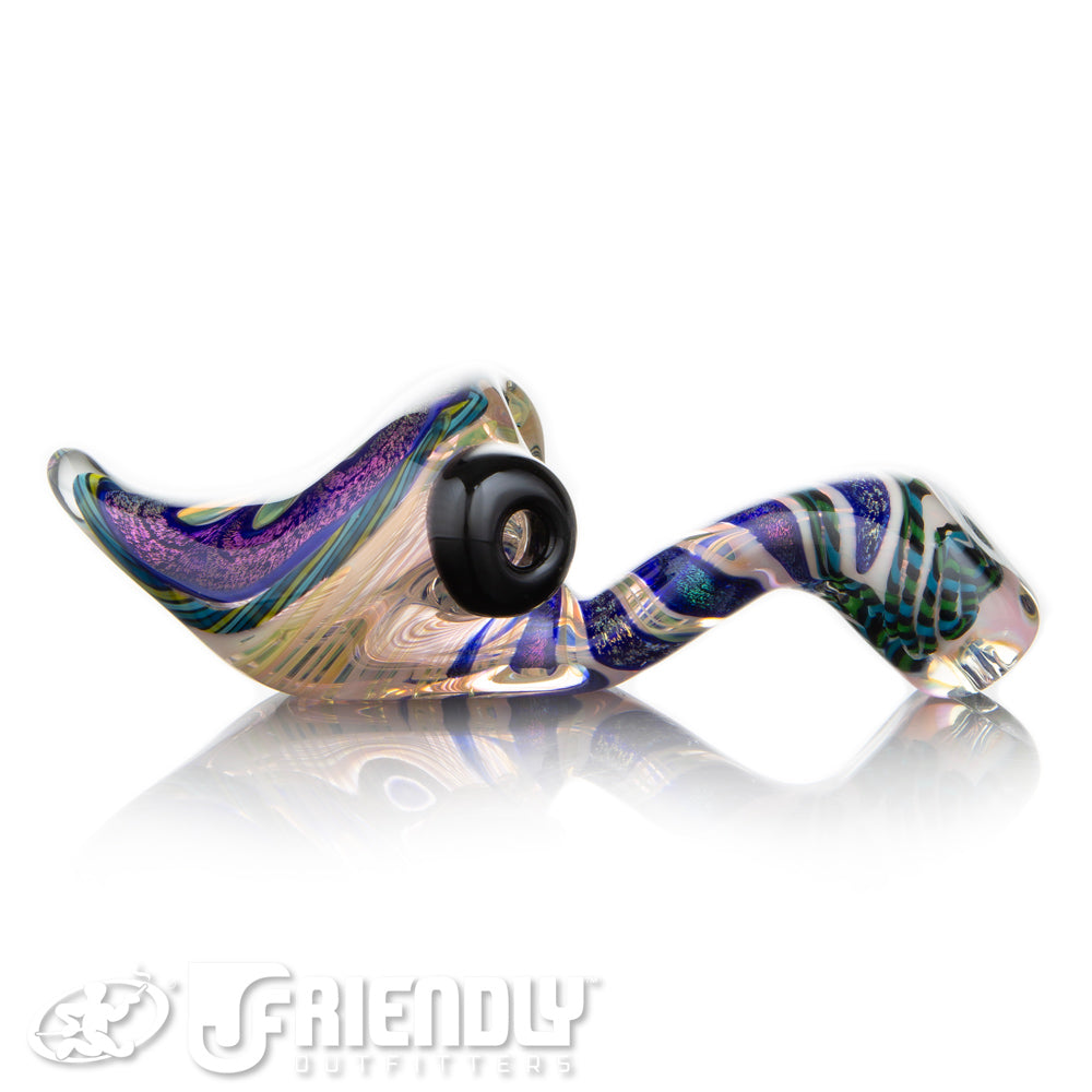 Talent Glass Tear Drop Dichro Flower Sherlock w/ Green & Blue Accents