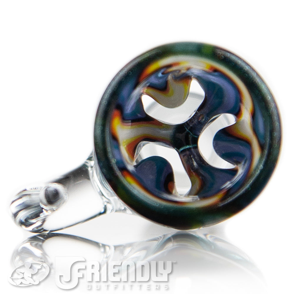 Liberty Glass 14mm White, Purple & Orange Multi Pinch Slide