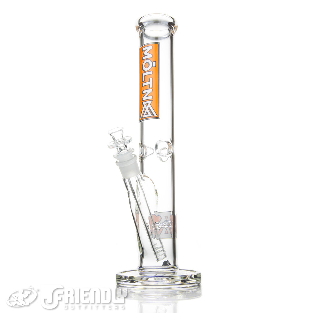 Moltn Glass 14" Straight Tube w/ Orange & White Label
