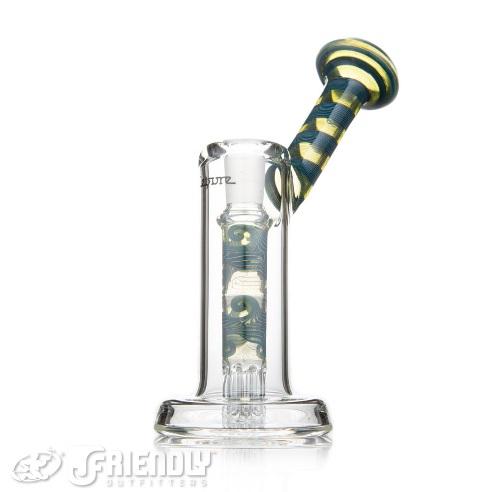 Leisure Glass Worked 14mm Mini 8 Arm Bubbler w/ Green and Blue Accents
