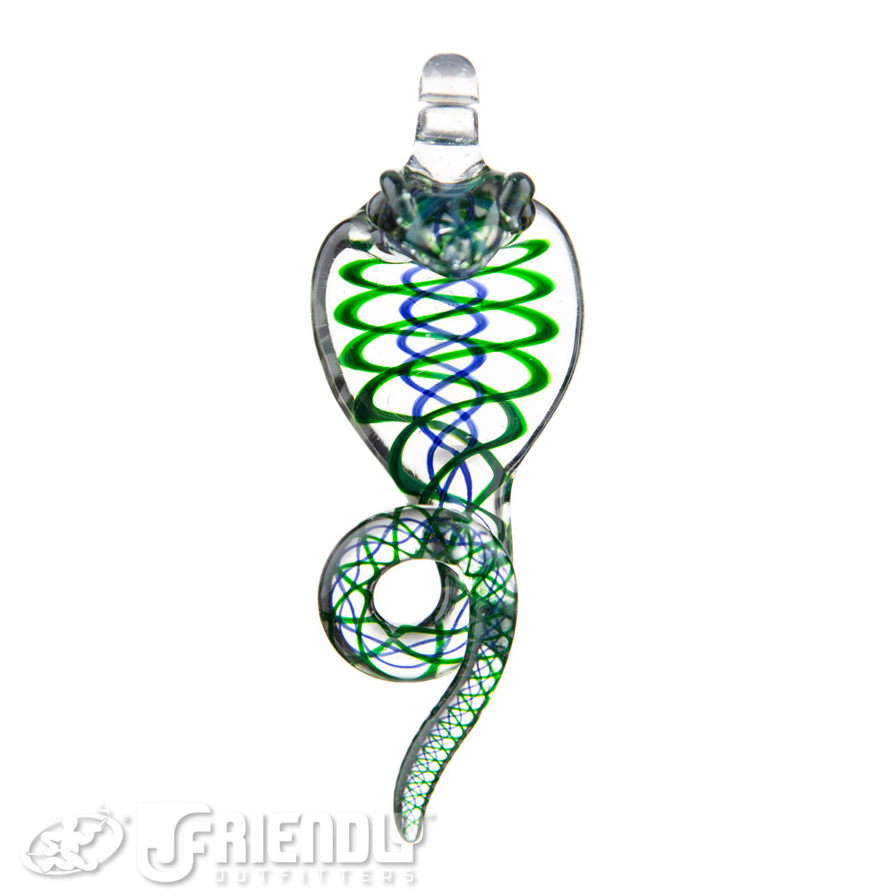 Mako Glass Blue & Green Snake Dabber Pendant