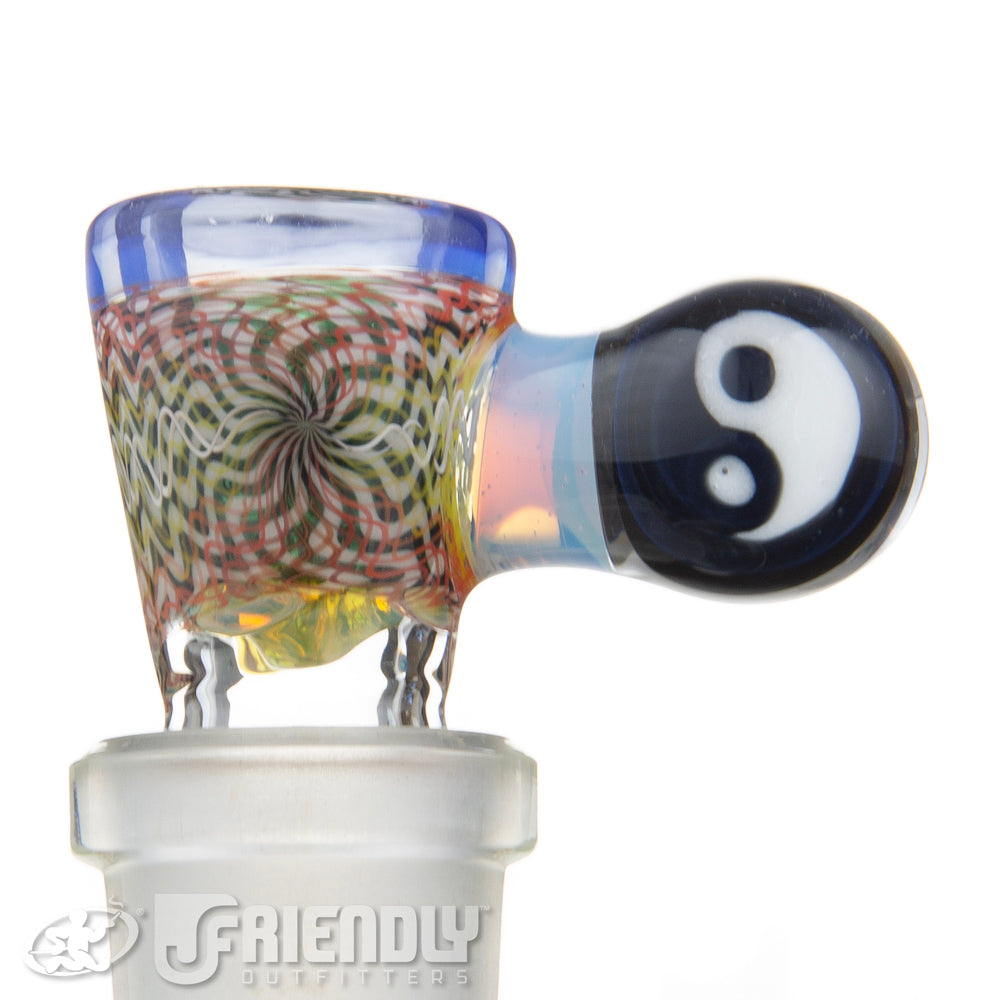 Jareds Glass 14mm 3 Hole Orange and White Hypnotech Slide #56
