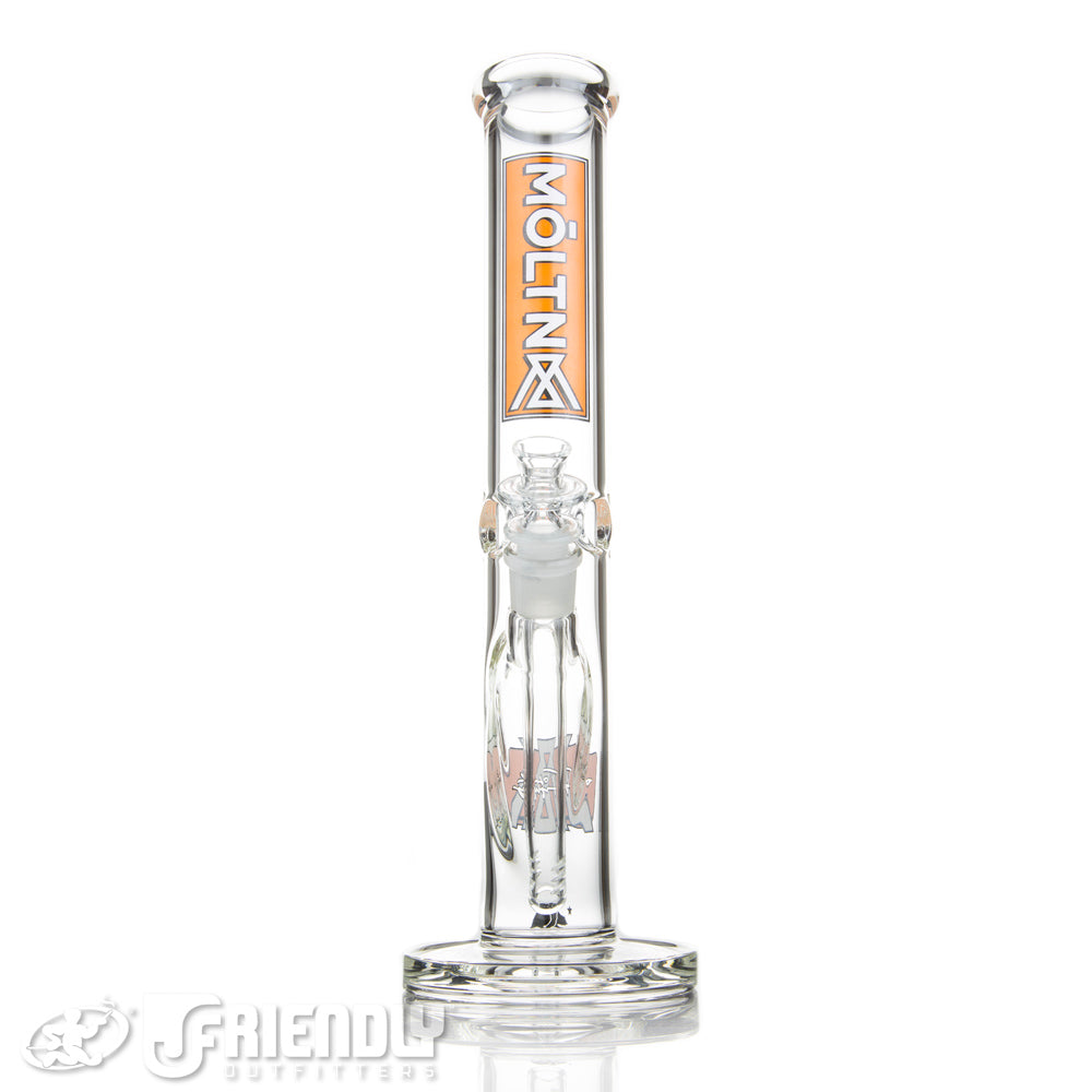 Moltn Glass 14" Straight Tube w/ Orange & White Label