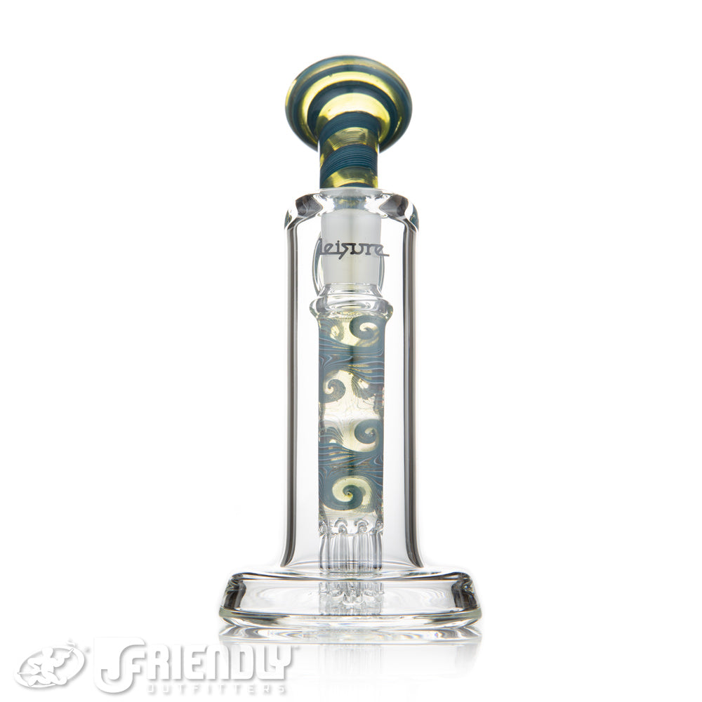 Leisure Glass Worked 14mm Mini 8 Arm Bubbler w/ Green and Blue Accents