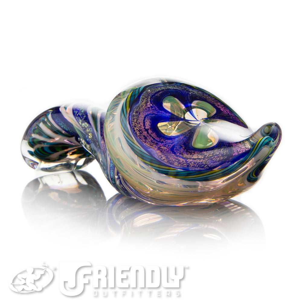 Talent Glass Tear Drop Dichro Flower Sherlock w/ Green & Blue Accents