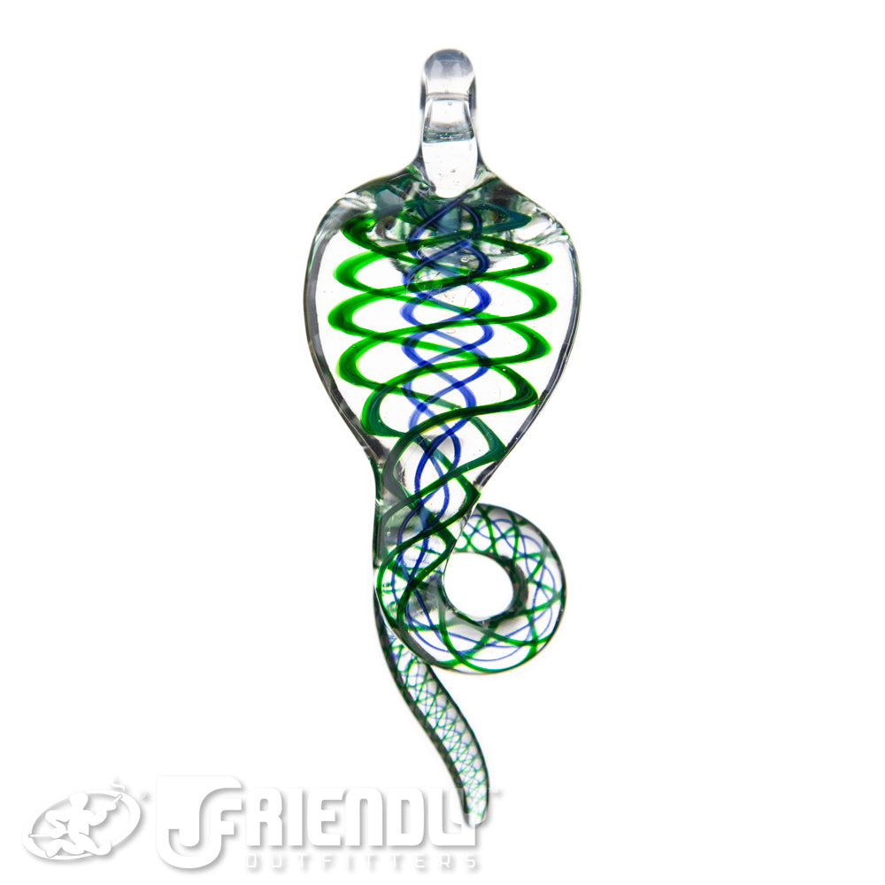 Mako Glass Blue & Green Snake Dabber Pendant