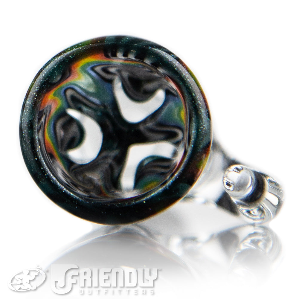 Liberty Glass 14mm Black, White & Rainbow Multi Pinch Slide