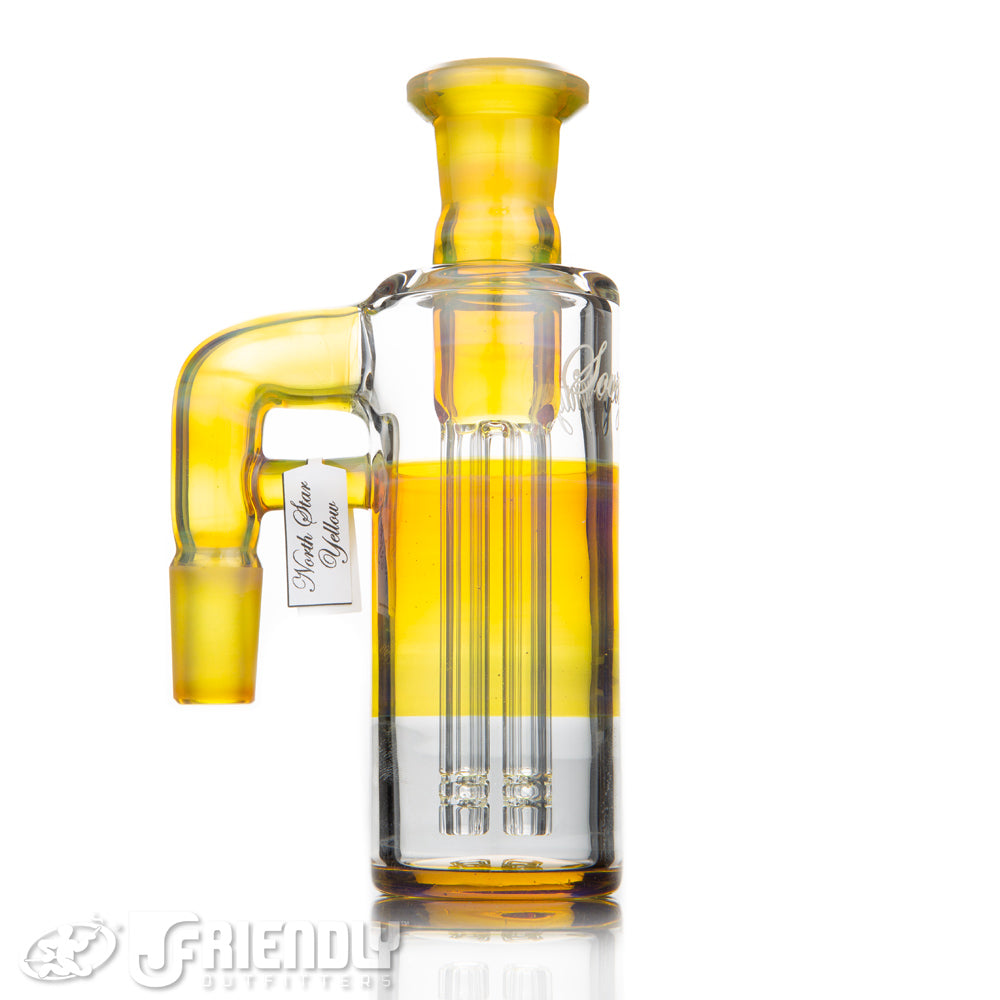 Sovererignty Glass Four Arm Ash Catcher w/NS Yellow Accented Joint, Intakes and Color Band