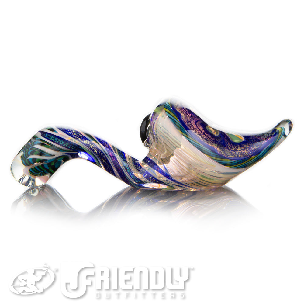 Talent Glass Tear Drop Dichro Flower Sherlock w/ Green & Blue Accents