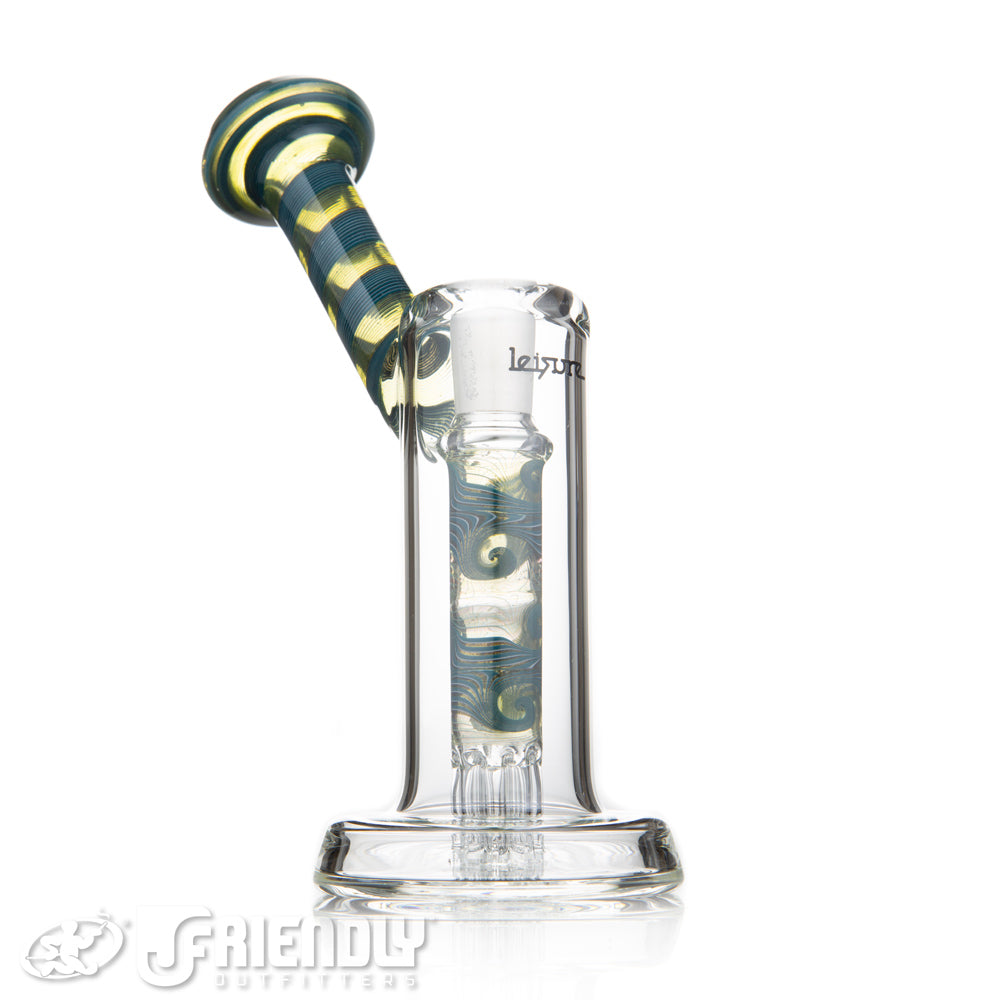 Leisure Glass Worked 14mm Mini 8 Arm Bubbler w/ Green and Blue Accents