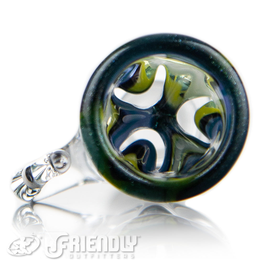 Liberty Glass 14mm White, Green & Purple Multi Pinch Slide