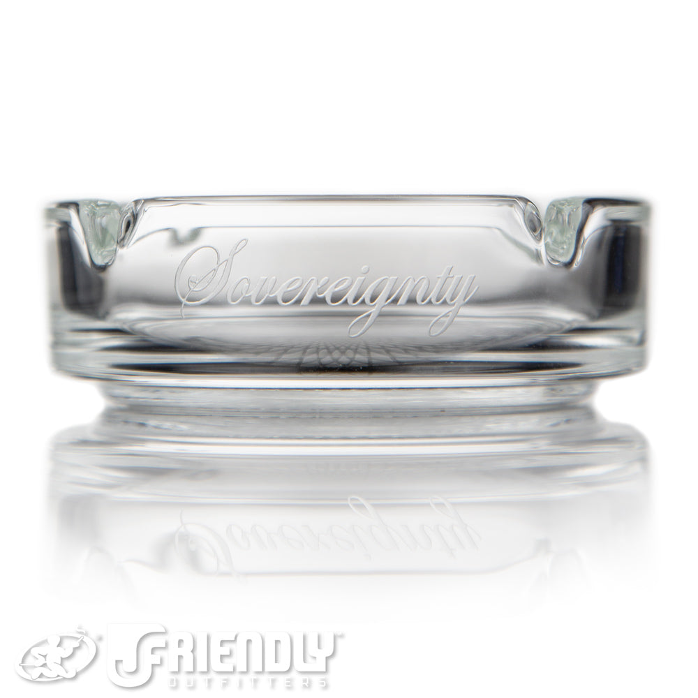 Sovereignty Glass Circular Ashtray w/ Blasted Pattern #1