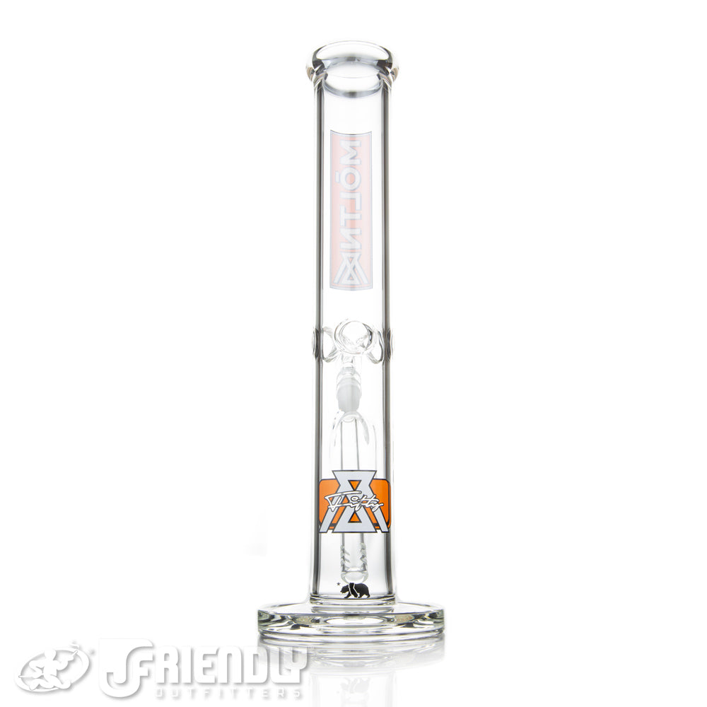 Moltn Glass 14" Straight Tube w/ Orange & White Label