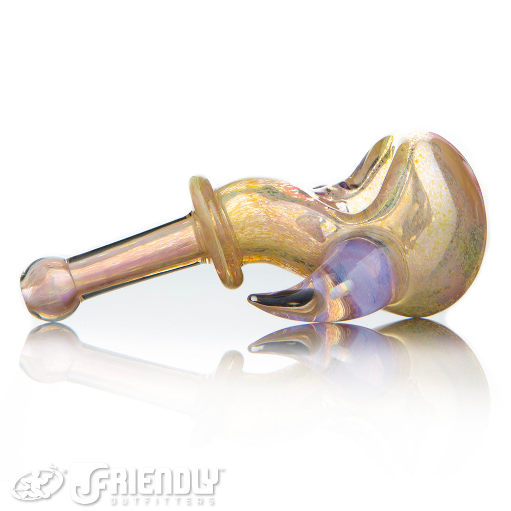 Amar Glass Fumed Spoon w/ Horn and Encased Opal